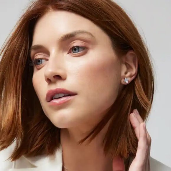 Cubic Zirconia Princess Stud Earrings - Picture 4 of 4